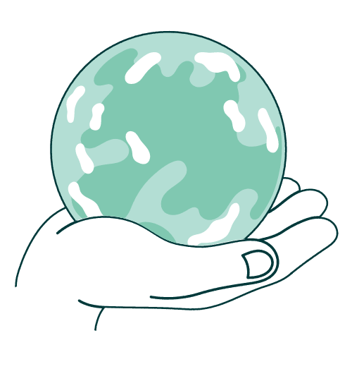 illustration of hand holding globe of earth